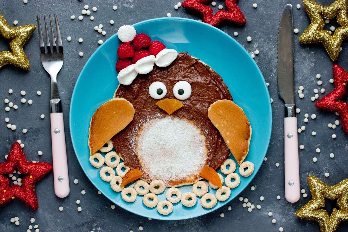 Süßer Weihnachtsbrunch mit Pinguin Pancakes und Nutella